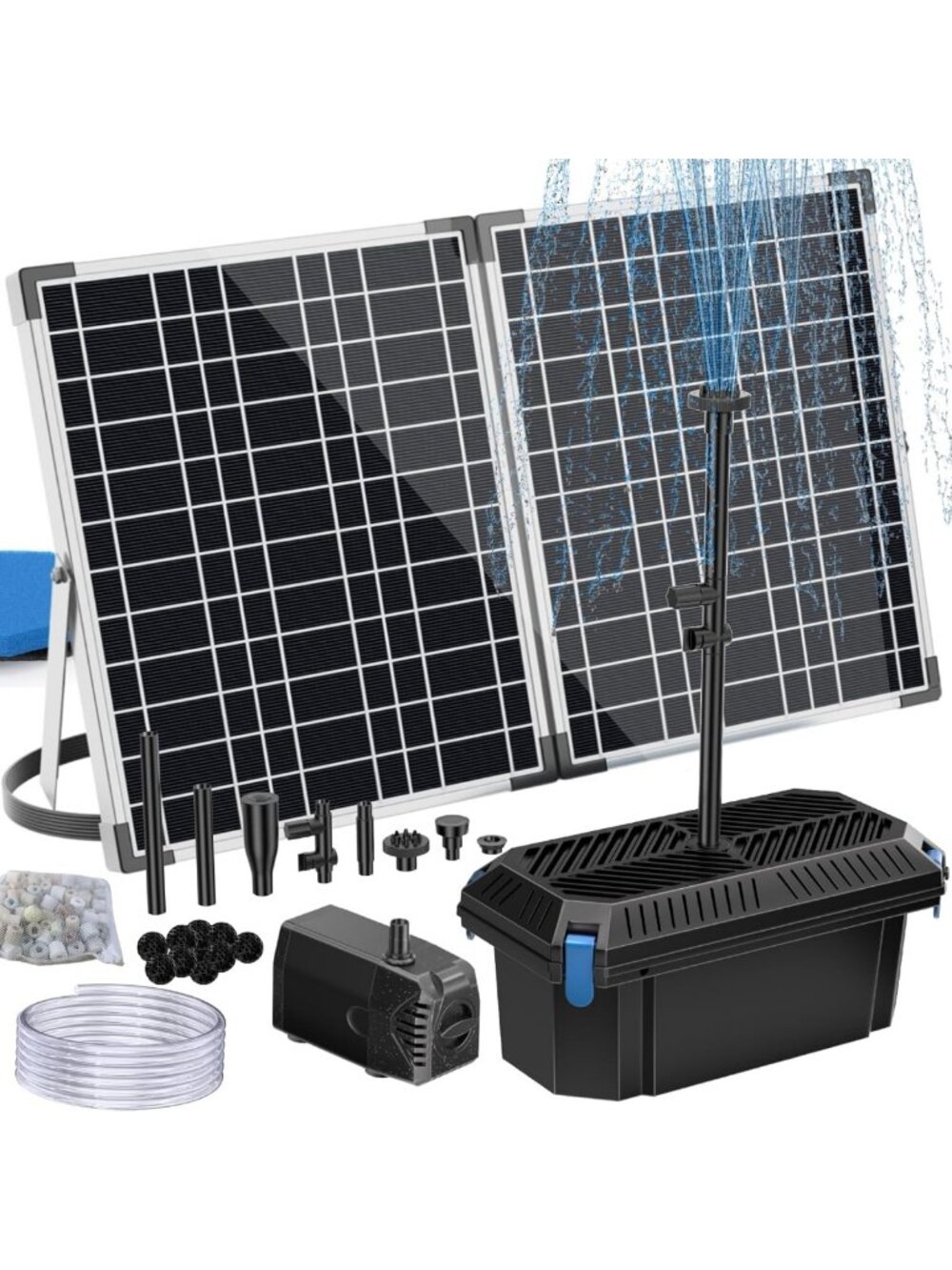 Antfraer 40W Solar Pond Filter with Water Pump, Pond Filter Box with Pond Filter